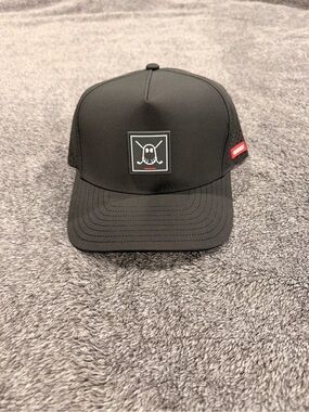 Black Trucker Snapback Hat with Ghost Logo